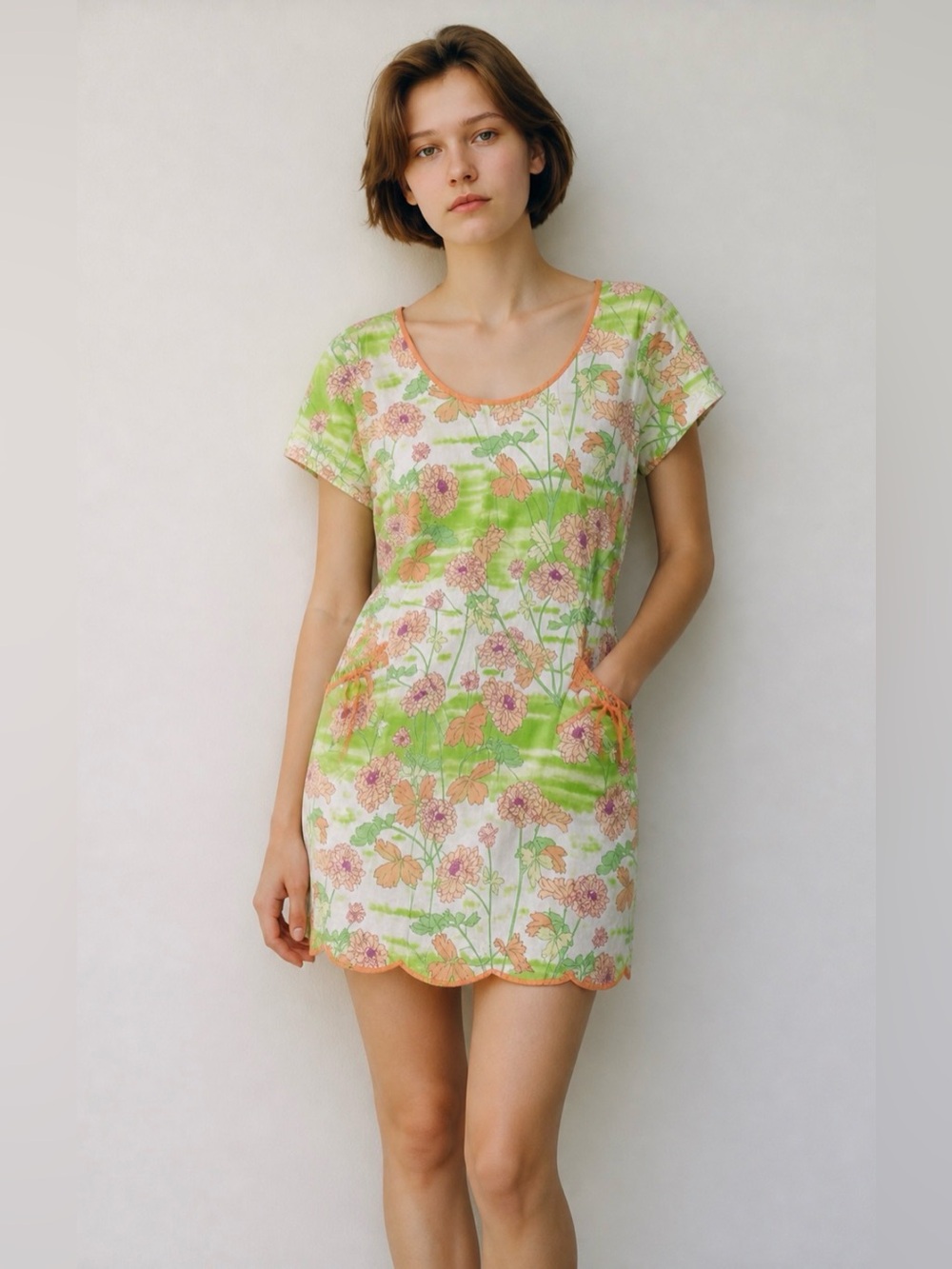 Two Of Us Floral Mini Dress Embroidered Sequins Retro Colorful Pockets Bows Boho